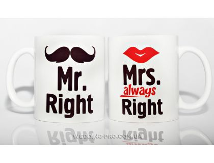 Набор оригинальных чашек Mr & Mrs
