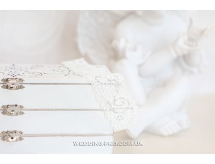 Кружевная подвязка с надписью "I DO" из камней Swarovski Айвори