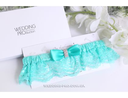 Бірюзова підв'язка для нареченої "Бриз"